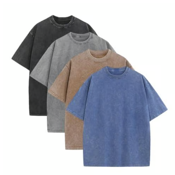 4 Pack Oversized Tshirts for Men Gym Vintage Heavyweight T Shirts Cotton Workout Acid Wash Baggy Tees